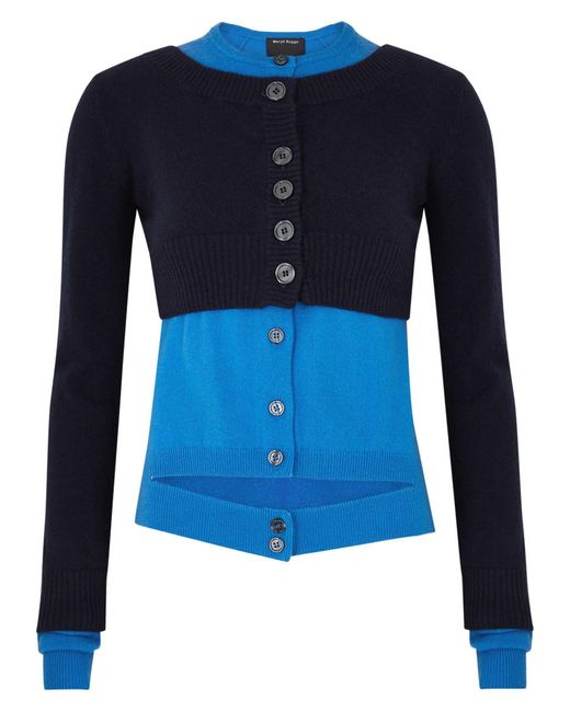 MERYLL ROGGE Blue Layered Cashmere Cardigan Set