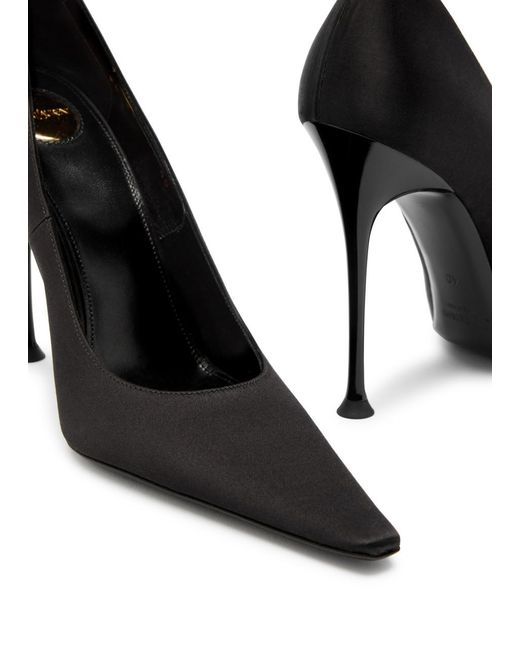Saint Laurent Black Doville 110 Anklet-Embellished Satin Pumps