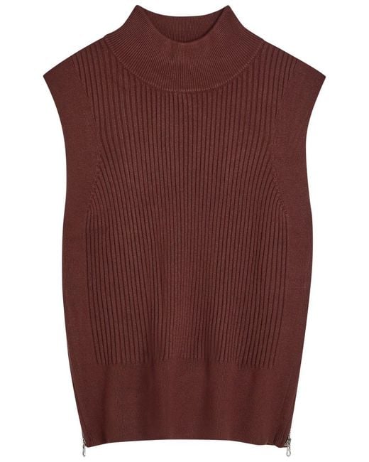 Varley Red Lois Ribbed Knit Top