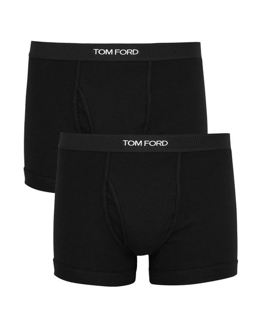 Tom Ford Logo Stretch-cotton Boxer Trunks in Black for Men | Lyst