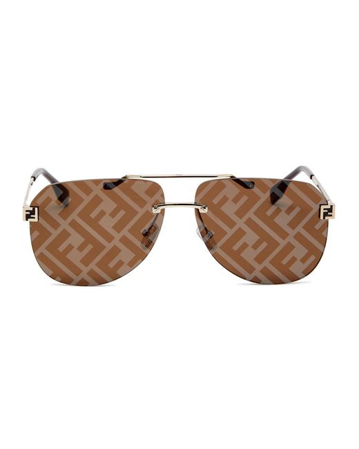Fendi Brown Aviator-style Rimless Sunglasses