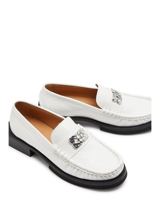 Ganni White Butterfly 40 Leather Loafers