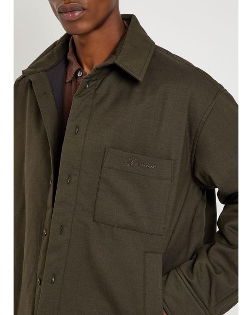 Jacquemus Green La Chemise Boulanger Quilted Stretch-Wool Jacket for men