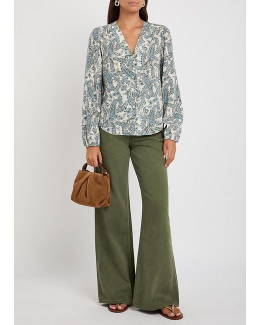 Veronica Beard Green Kasey Wide-Leg Jeans