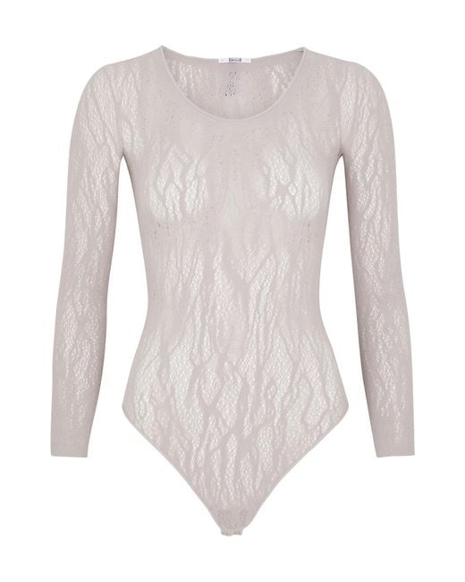 Wolford Gray Snake Lace Bodysuit