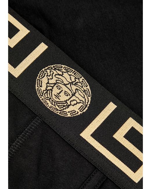 Versace Black Logo Stretch-Cotton Boxer Briefs for men