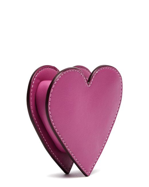 Ganni Pink Heart Logo-print Leather Coin Purse