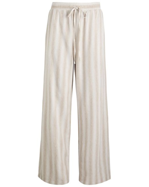 Bella Dahl White Striped Wide-Leg Trousers