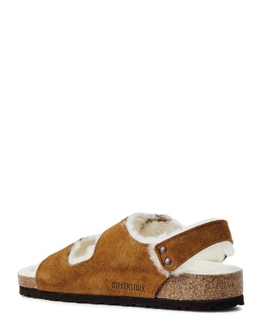 Birkenstock Milano Shearling lined Suede Sandals in Brown Lyst UK