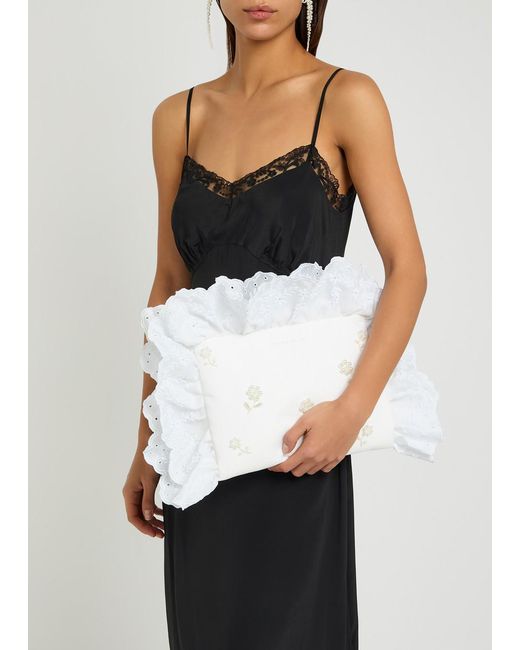 Simone Rocha White Pillowcase Embroidered Padded Clutch