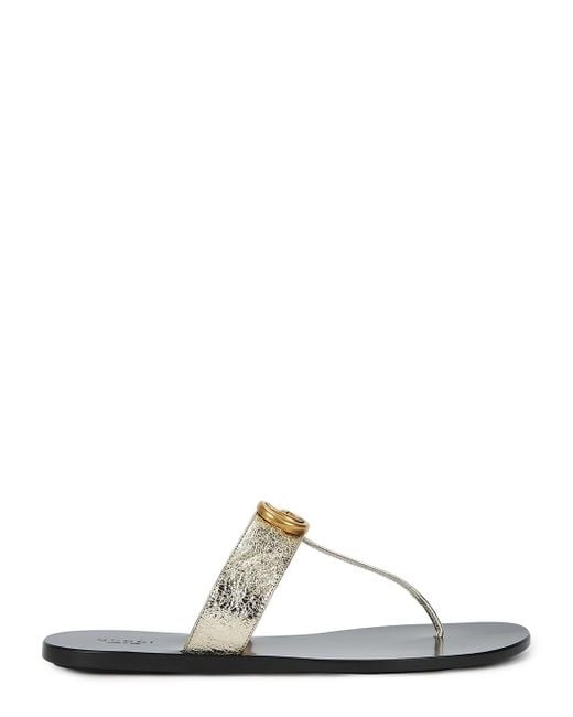 Gucci Metallic Marmont Leather Sandals