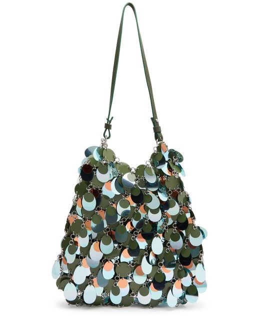 Rabanne Blue Paillette-Embellished Canvas Shoulder Bag
