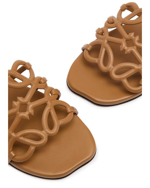 Loewe Brown Anagram Petal Leather Sliders