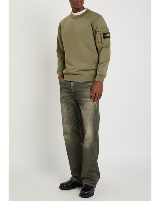 Stone Island Green Logo Cotton Sweatshirt for men