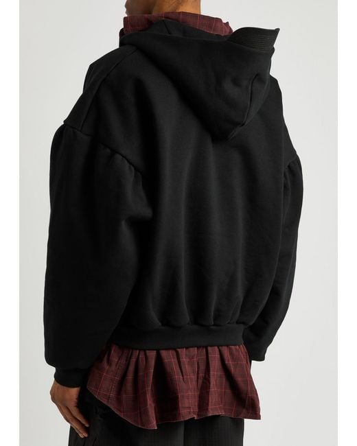 Balenciaga Black Layered Hooded Cotton-blend Sweatshirt for men