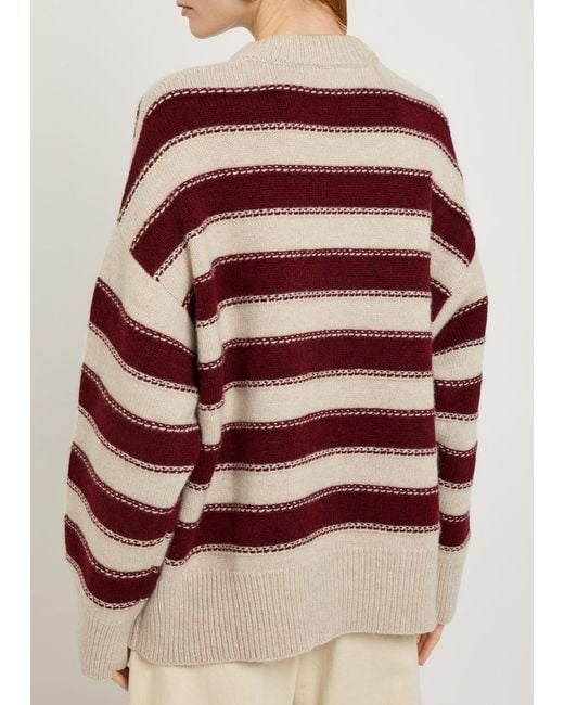 The Elder Statesman Red Braided Striped Cashmere Jumper