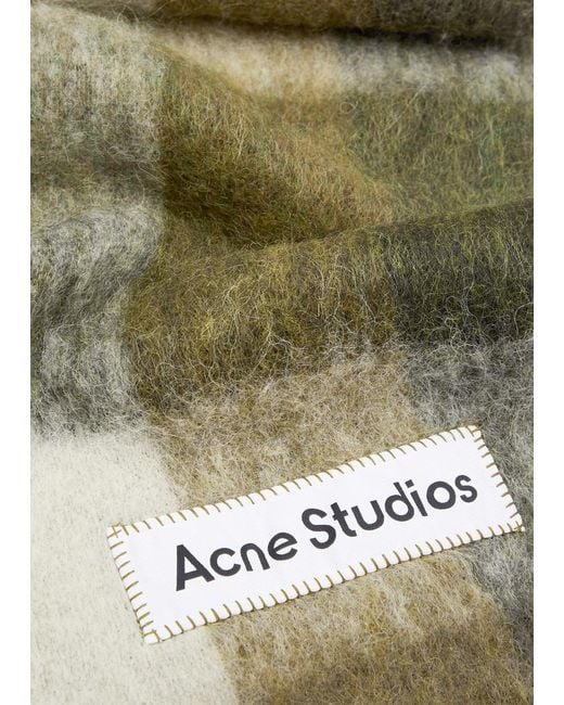 Acne Green Vally Checked Alpaca-blend Scarf
