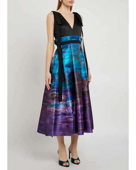Roksanda Blue Runa Printed Satin Midi Dress