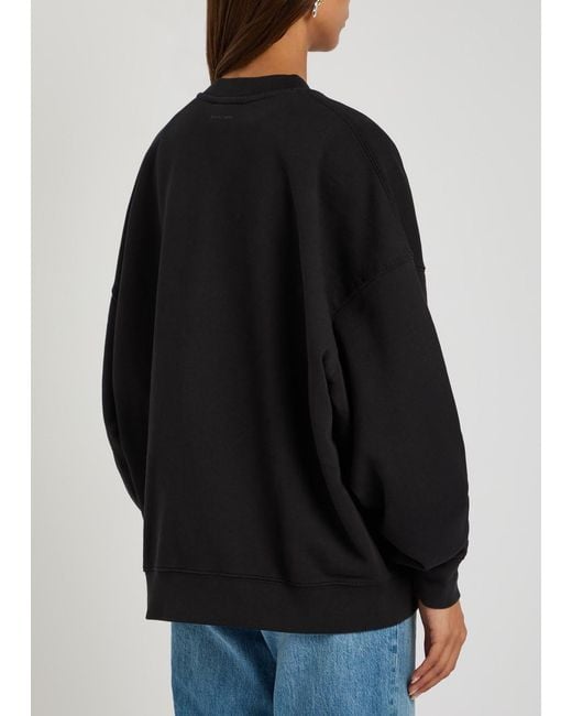 Anine Bing Black Miles Appliquéd Cotton Sweatshirt
