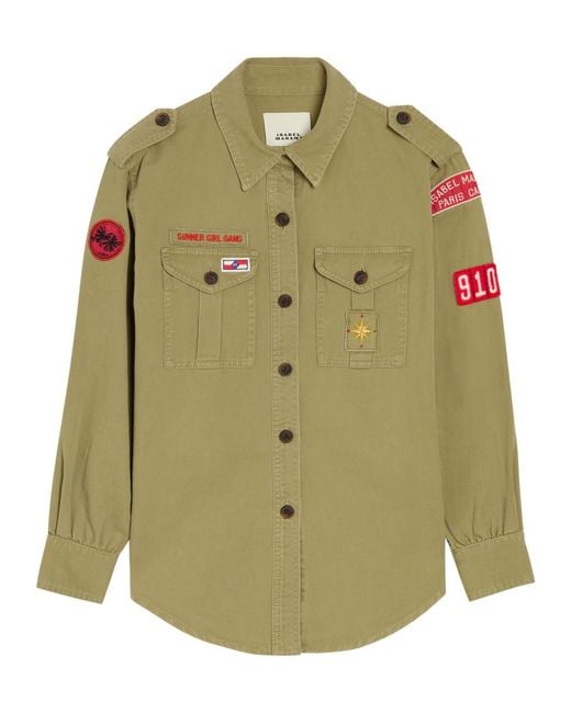 Isabel Marant Green Umberta Appliquéd Twill Shirt