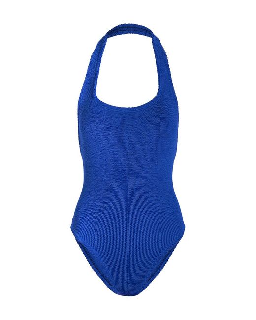Hunza G Blue Sandy Halterneck Crinkle Swimsuit