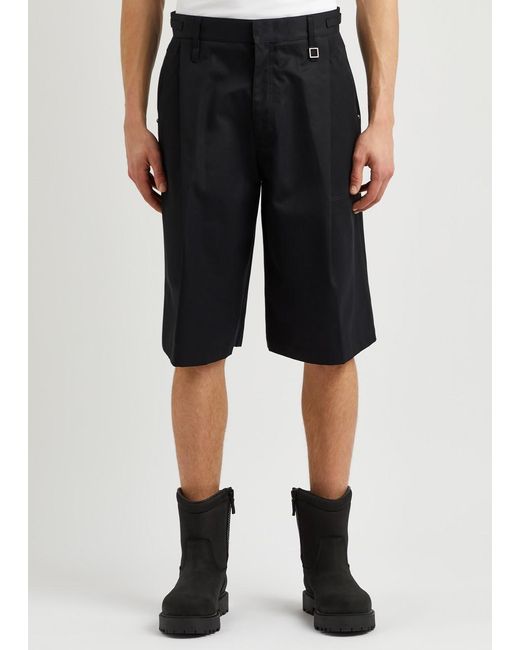 Wooyoungmi Black Pleated Cotton Shorts for men