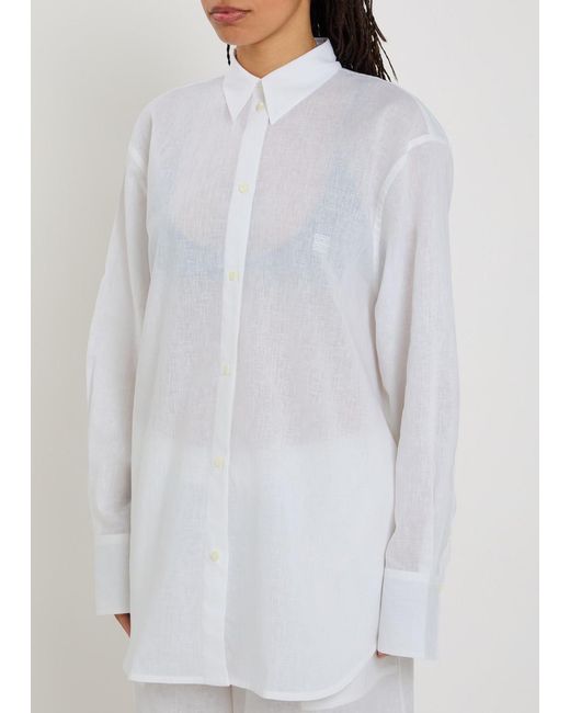 Totême White Cotton And Linen-Blend Shirt