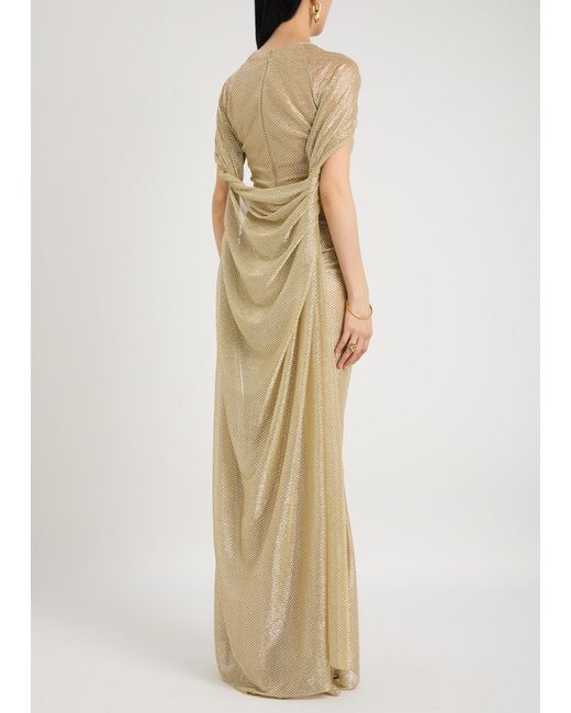 Talbot Runhof Natural Cape-Effect Voile Gown