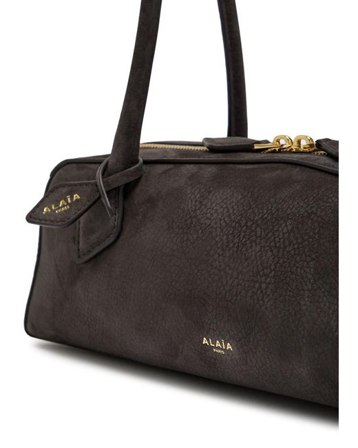 Alaïa Black Le Teckel Medium Suede Shoulder Bag