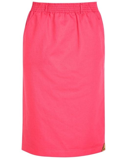 Chloé Pink Gabardine Cotton And Linen-Blend Skirt