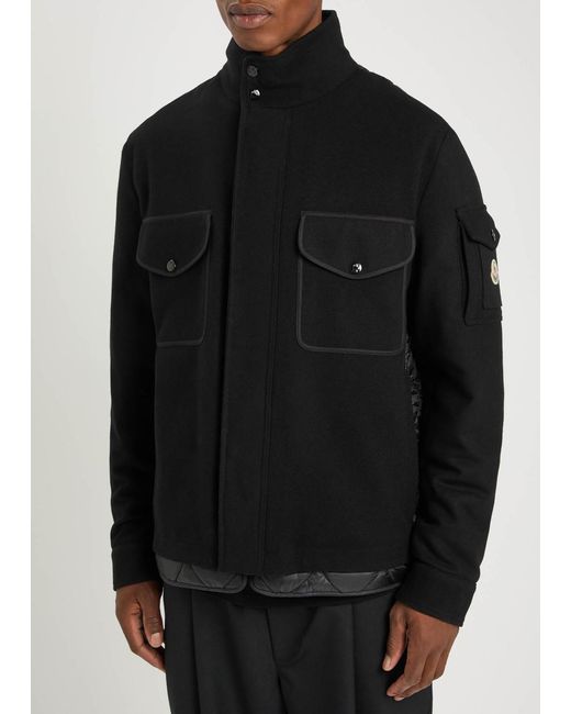 Moncler Black Avoine Panelled Wool And Shell Jacket for men