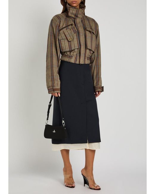 Vivienne Westwood Brown Memphis Plaid Woven Bomber Jacket
