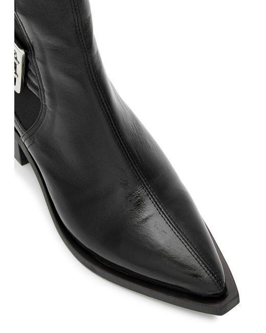 Ganni Black 50 Buckle-embellished Leather Chelsea Boots