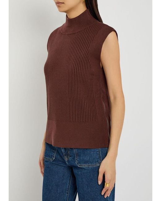 Varley Red Lois Ribbed Knit Top