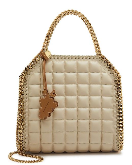 Stella McCartney Natural Falabella Mini Quilted Faux Leather Tote
