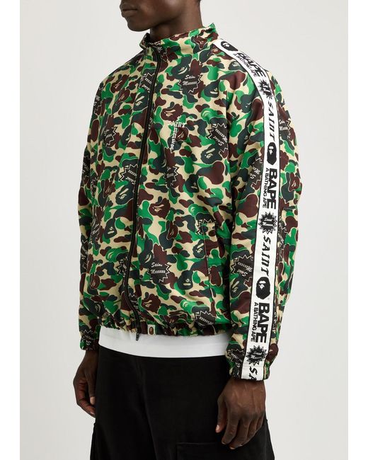 SAINT Mxxxxxx Green X A Bathing Ape Printed Nylon Track Jacket for men