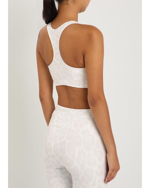 Stella McCartney White Adidas X Logo Leopard-Print Training Bra