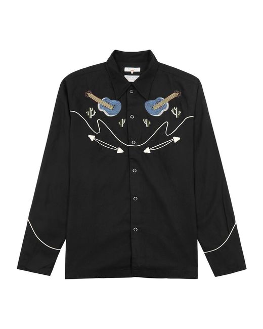 Nudie Jeans Black Gonzo Embroidered Shirt for men
