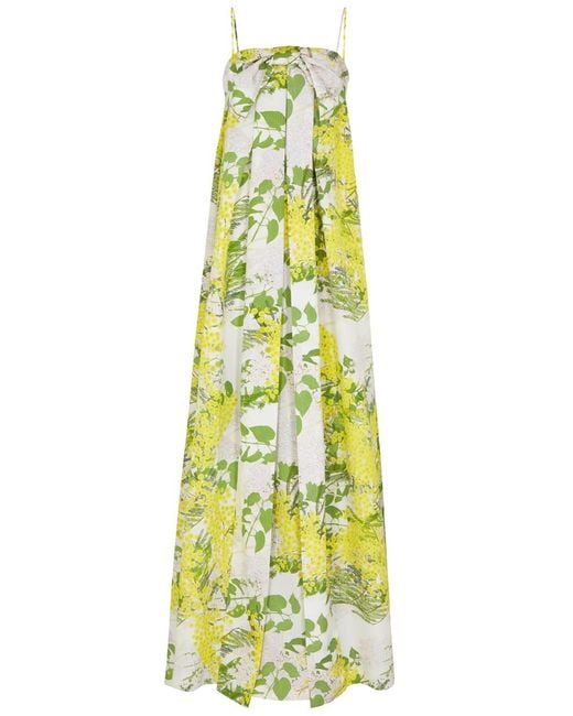 BERNADETTE Yellow Estelle Floral-print Satin Gown
