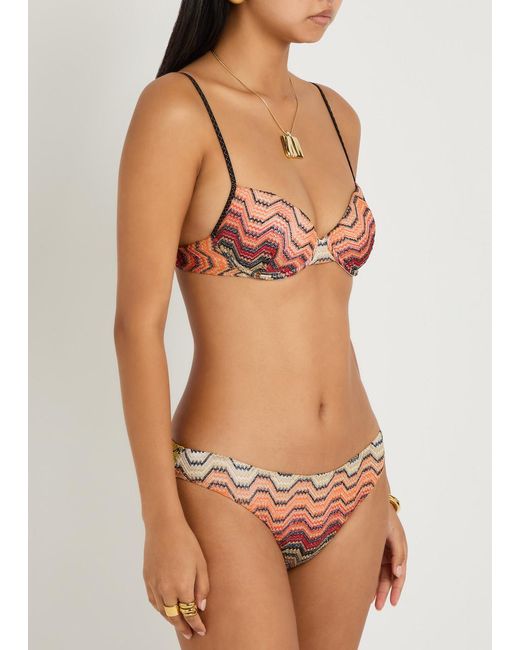 Missoni Pink Patterned Metallic-Knit Bikini