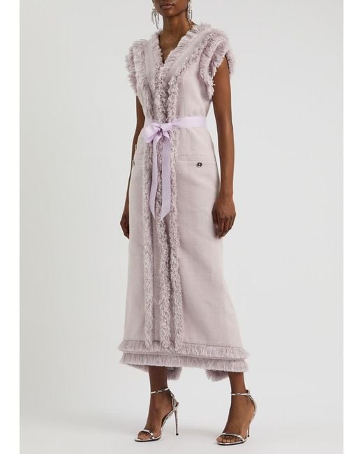 Huishan Zhang Purple Arlo Tweed Midi Dress