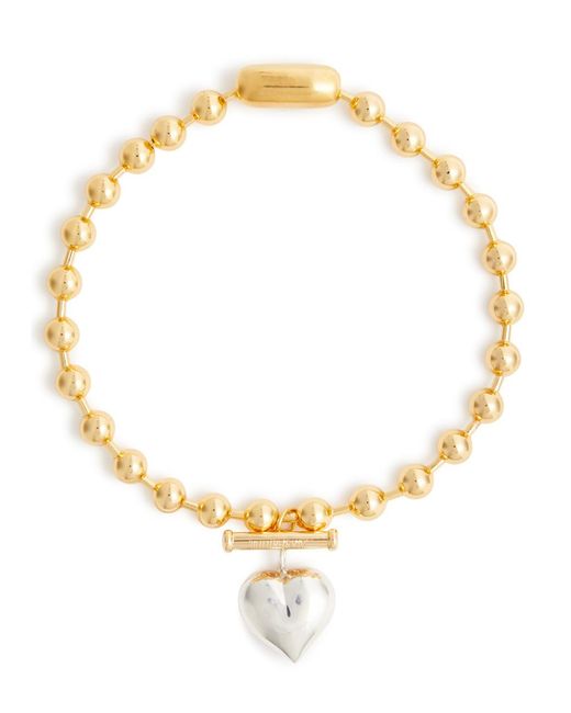 Timeless Pearly Metallic Heart 24kt Gold-plated Beaded Necklace