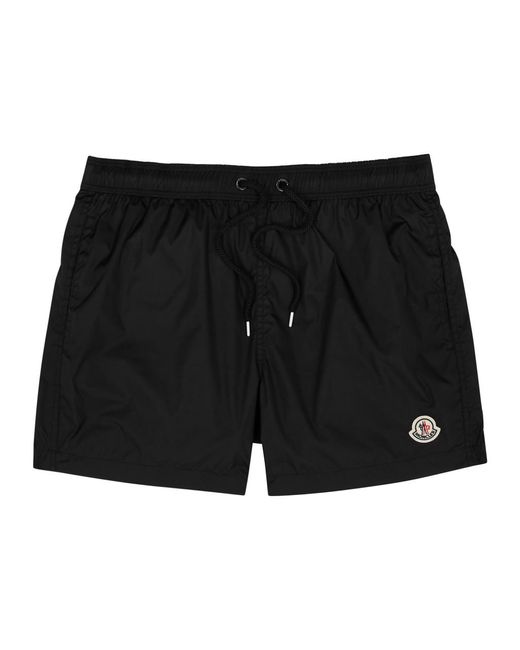 Moncler Black Logo Shell Swim Shorts for men