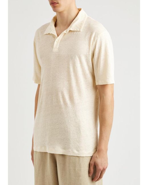 Frescobol Carioca White Mello Linen Polo Shirt for men