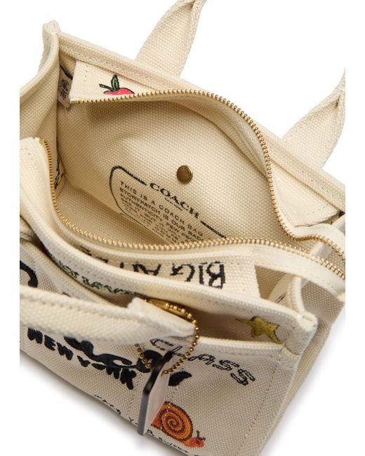 COACH Natural Cargo Tote Bag 20 With Sketch Print