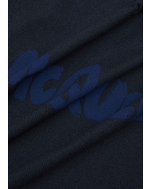 Alexander McQueen Blue Logo-print Cotton T-shirt for men