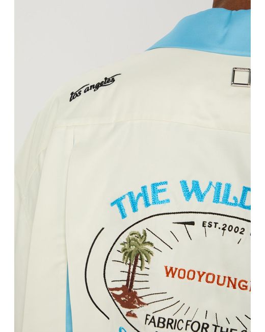 Wooyoungmi White Embroidered Satin Shirt for men