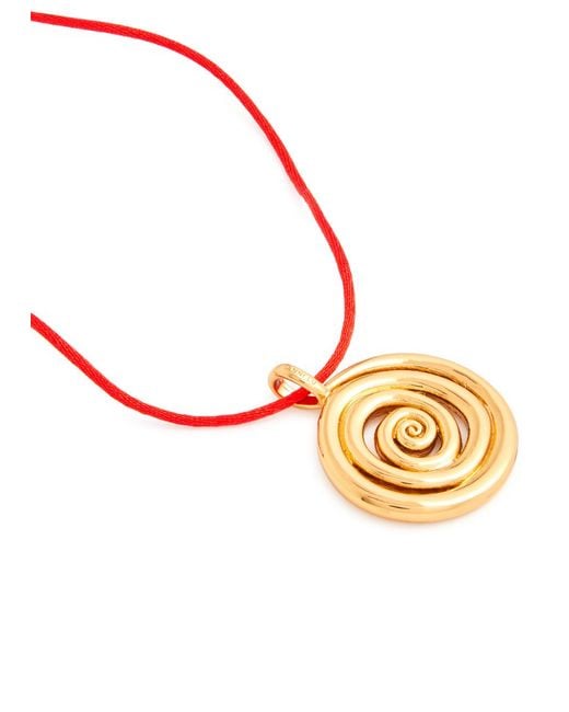 Anni Lu Red Spiral On A String 18kt -plated Satin Necklace