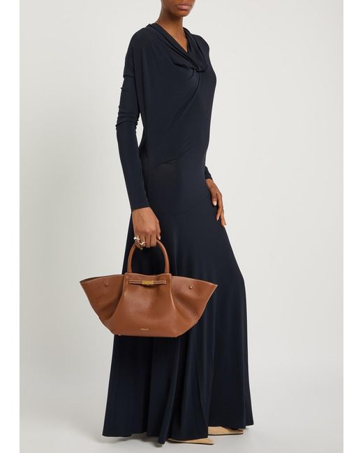 DeMellier London Brown New York Midi Grained Leather Tote