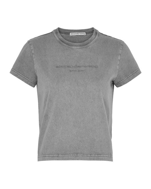 Alexander Wang Gray Logo-Embossed Cotton T-Shirt